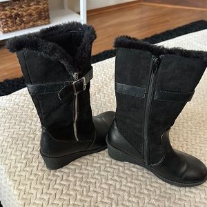 Girls Faux Fur Wedge Boots